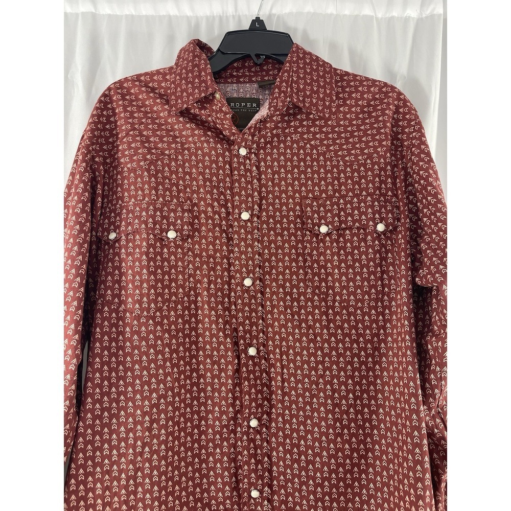 Roper Men's Western Arrow Print Snap Long Sleeve Shirt Large - Picture 2 of 10